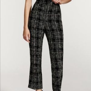 STRUCTURED CHECKERED PANTS (XL) BLACK/WHITE